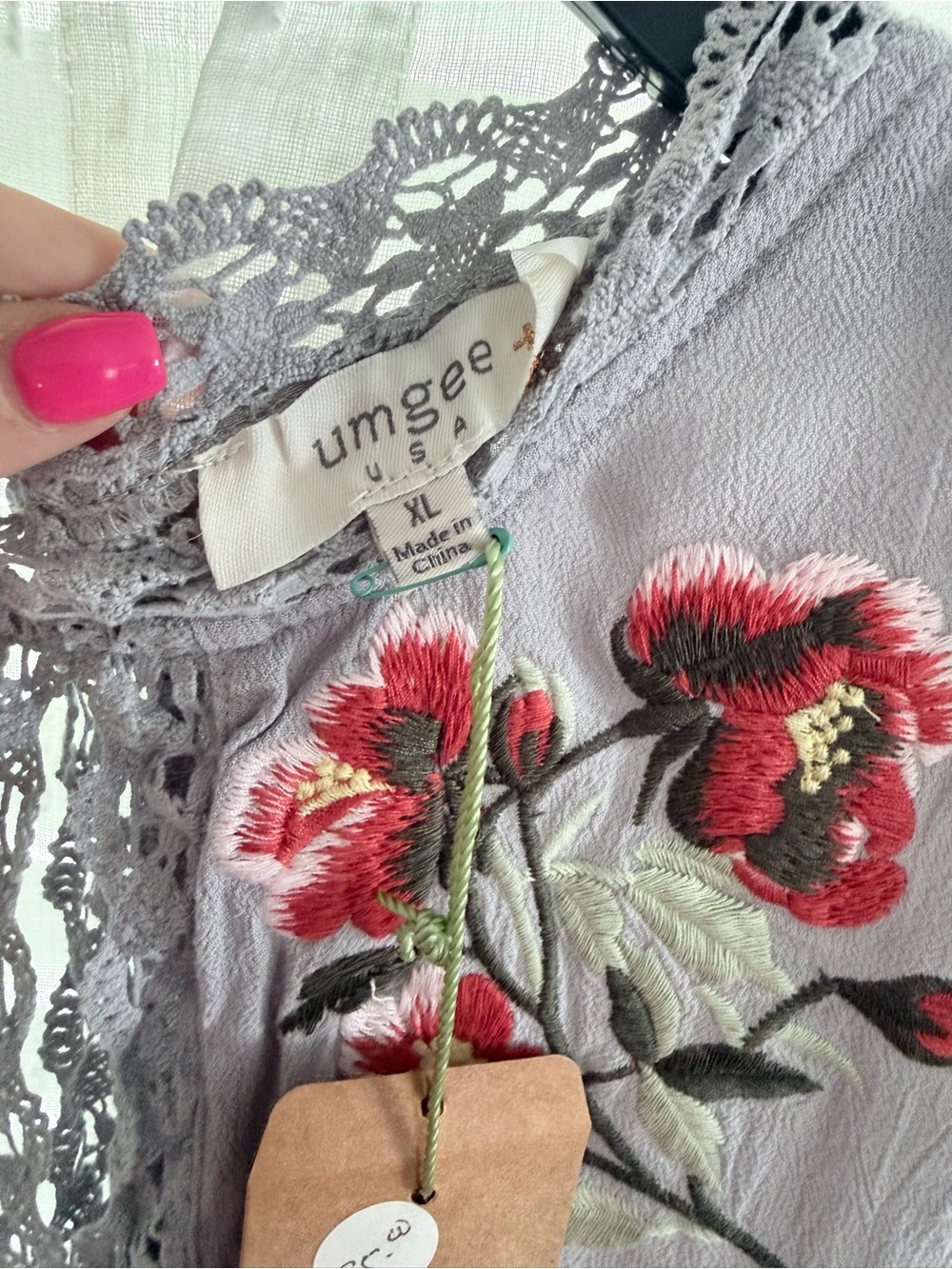 Umgee Dress with Lace Trim/Floral embroidery - Picture 4 of 5